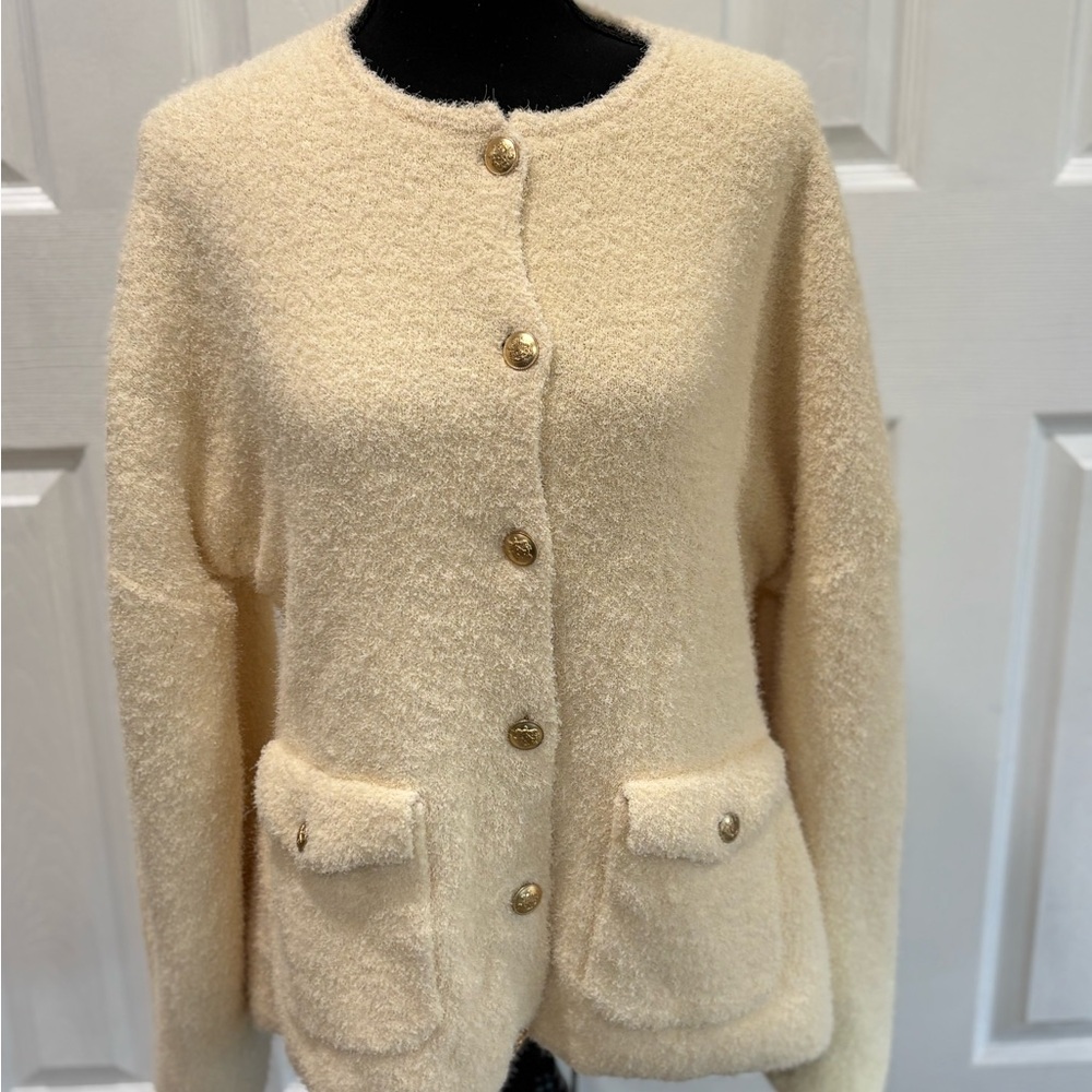J. Crew Cream Teddy Jacket size XL - Picture 2 of 6